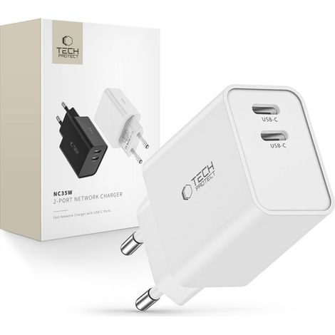 TECH-PROTECT C35W 2-Port-Netzwerkladegerät PD35W Weiß