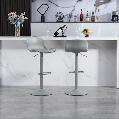 Sgabello da bar girevole regolabile, set da 2, grigio, metallo e similpelle HAVRYA (1/5)