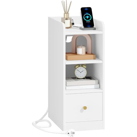 Table de Chevet avec Multiprise,Port USB et Type C,avec 1 Tiroir (1/5)