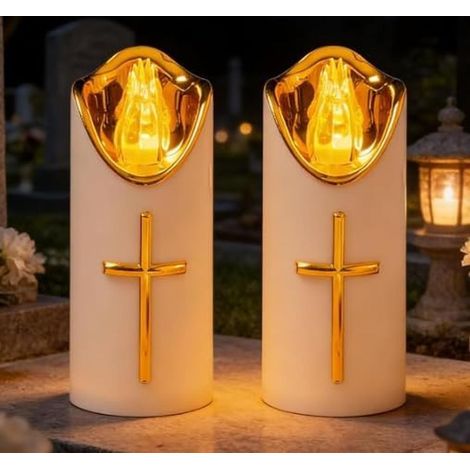 Lot 2 bougies LED pour cimetières et églises sans flamme (1/5)