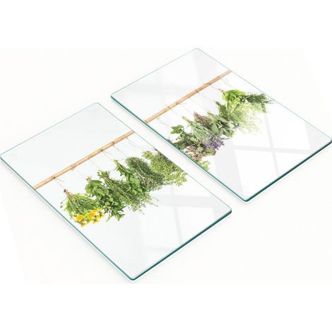 Dekorative Schneidebretter aus gehärtetem Glas mit Kräuterschnur, 2 x 30 x 52 cm (1/5)