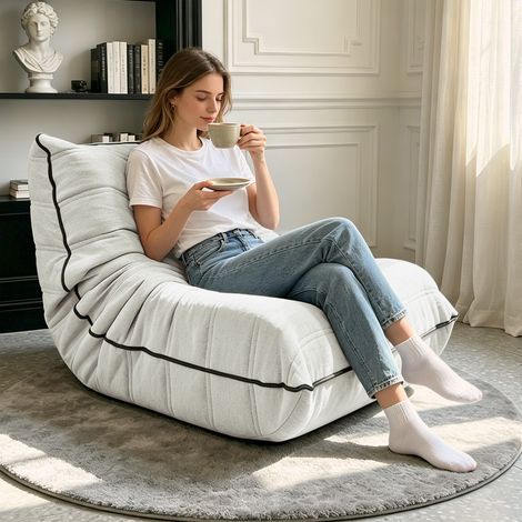 Pouf poire chenille mignon, canapé poire, fauteuil de sol avec dossier pour salon, chambre (1/5)
