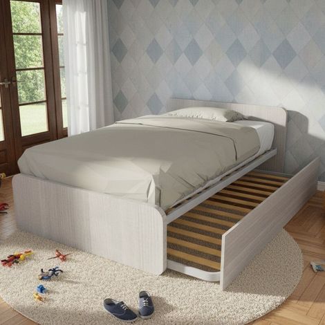 Letto 1 piazza e mezza con letto estraibile - Rovere rock