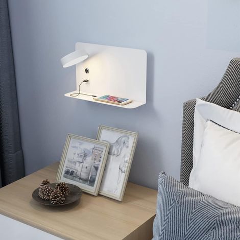 MINKUROW Lámpara De Pared Led Ajustable De 12 W Con Carga Usb Apliques De Pared Temperatura De 3 Colores Iluminación De Rotación De 330 ° Lámpara De Pared Moderna Con Interruptor Interno Luces De Lect (1/5)