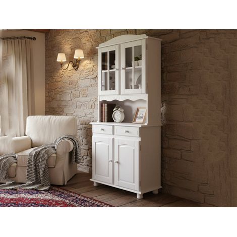 Dmora Buffet avec deux portes et deux tiroirs, couleur blanche, 88 x 198 x 32 cm (1/5)