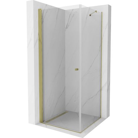 Mexen Pretoria kippbare Duschabtrennung 100 x 100 cm, transparent, gold - 852-100-100-50-00 (1/5)