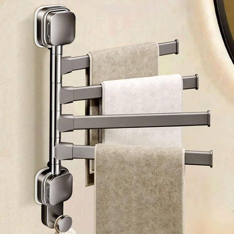 Porte serviettes rotatif 180° pour salle de bain Support mural, 4 barres