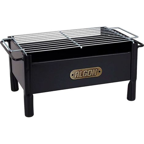 Barbacoa de sobremesa de hierro con parrilla de acero inoxidable, 33 x 23 x 19 cm