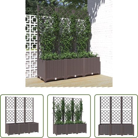 Rankgitter -  Garten-Pflanzgefäß mit Spalier Braun 120 x 40 x 136 cm PP (1/5)