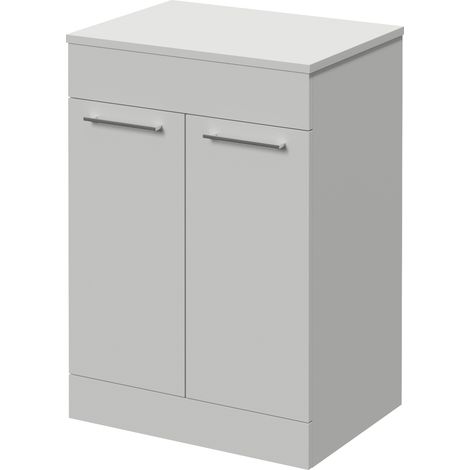 Napoli 460 Gloss Grey Pearl 600mm 2 Door Vanity Unit for Countertop Basins - 600mm - Chrome 160mm Handle