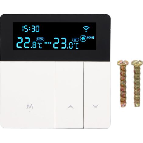 3A Smart Thermostat LCD Color Screen High Accuracy Programmable Thermostat Water Heating Boiler Heating for Home Shopping Mall AC90‑240V White WiFi