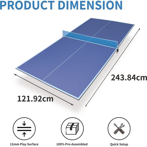 Table de table de ping-pong,243,84 cm x 121,92 cm,usage domestique,pliable,portable,antidérapant et résistant à l’usure,bleu