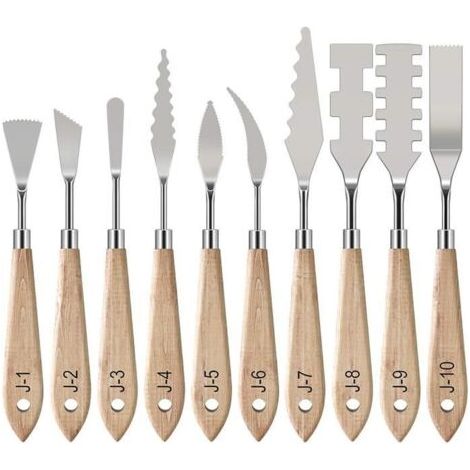 Peinture Grattoirs,Couteaux à Palette [10 PCS], Peinture Mixage Grattoir Peinture à l'huile Couteau en Acier Inoxydable,Spatule (1/4)