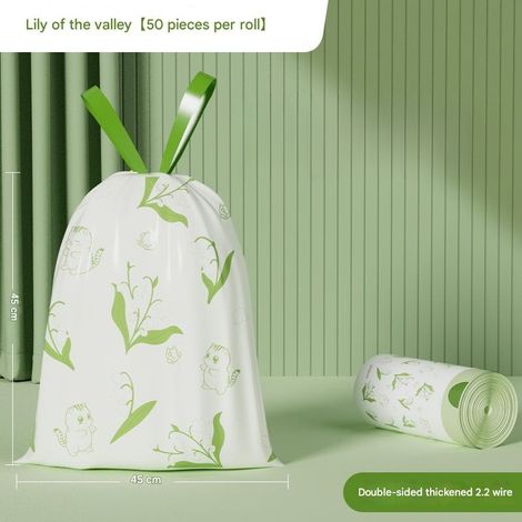 Sacs poubelles parfumés à imprimé muguet, indéchirables, pour la maison, le salon, la cuisine, épais (1 rouleau/50 pièces) (45 × 45 cm/2,2 soie) (1/5)
