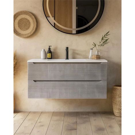 Exagonshop Mobile bagno grigio 100x45 San Marino con lavabo in