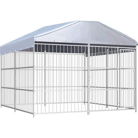 vidaXL Chenil d'extérieur avec toit pour chiens 300 x 300 x 200 cm (1/5)