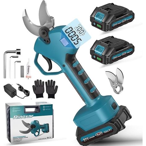 Cordless Electric Pruner, 40 mm Electric Secateur with 21V Battery and Brushless Motor Gardening Scissors, LCD Display Bildschirm (1/5)