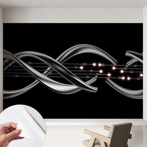 Papier peint adhésif décoratif avec colle pour salon chambre à coucher et bureau Design moderne et facile à poser Motif tressé 152x104 cm (1/5)