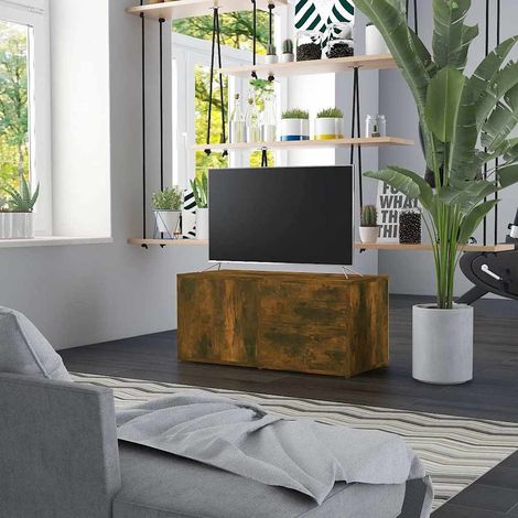 vidaXL TV Cabinet Smoked Oak 80x34x36 cm Engineered Wood (1/5)
