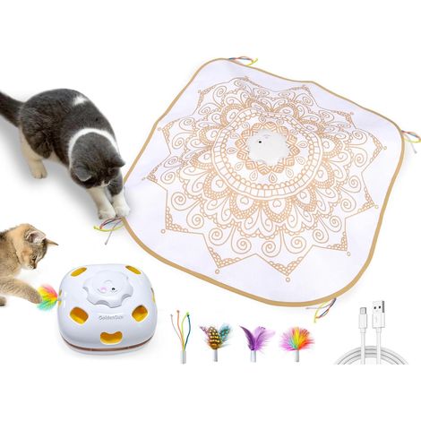 Jouet pour Chat, Interactif Rechargeable 4 en 1 pour Intérieur, Canne à pêche pour Chat, Jeu de Taupe (1/5)