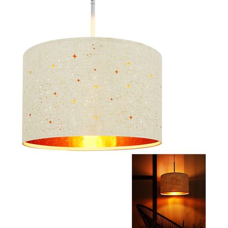 ZMH suspension table à manger suspension salle à manger - 38cm suspension en or blanc moderne avec abat-jour en tissu E27 douille suspension au design ciel étoilé pour chambre - sans ampoules-blanc (1/5)