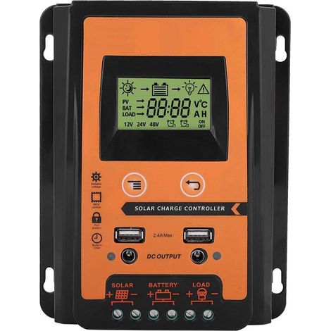 Controlador MPPT - 12 V/24 V 30 A Controlador de carga solar MPPT Regulador de batería de panel solar Pantalla LCD USB dual (30 A) (1/5)