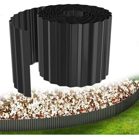 Bordure de pelouse flexible Délimitation de parterre 10m Longueur 15cm Hauteur Ondulé Délimitation de jardin Bordure de jardin en métal galvanisé Bordure de parterre pour pelouse Bordure de tonte Part