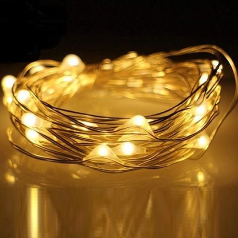 String se'rie 20 lumie'res de Noel micro LED blanc chaud avec piles e'tanche et submersible chaine 2,2 mt IP65 pour l'e'clairage exte'rieur et inte'rieur De'corations et de'corations de Noel Nero/Cele