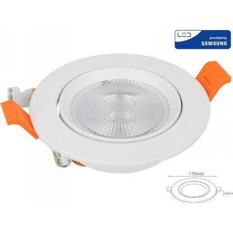 Faretto Led Da Incasso Orientabile 20W Cob Neutro 4000K Diametro 170mm Foro 145mm Chip Samsung SKU-21843 (1/10)