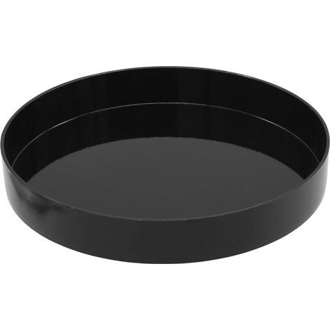 Kerzentablett rund schwarz hochglanz - 25 cm - Serviertablett glänzend mit Rand