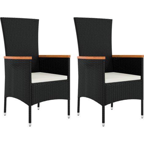 Maison Exclusive - Gartenstühle mit Kissen 2 Stk. Poly Rattan Sch