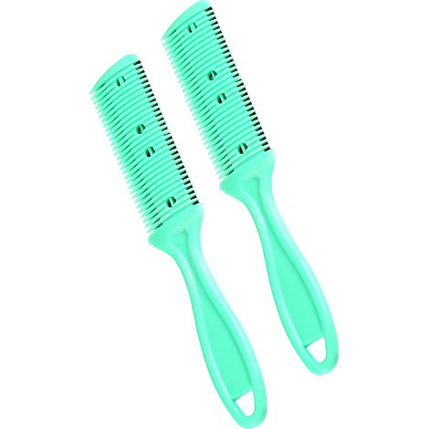 Tondeuse cheveux double face, lame fine pour coupes courtes, coiffure salon ou domicile, peigne coupe-cheveux vert, outil de barbier (1/5)