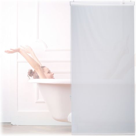 Persiana enrollable para baño impermeable, color blanco translúcido