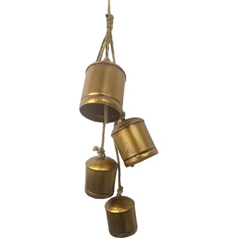 Cloche de Vache Métal Vintage, Pendentif Rustique doré Ornement Noël Déco Maison, 1 Guirlande 36x12cm (1/5)