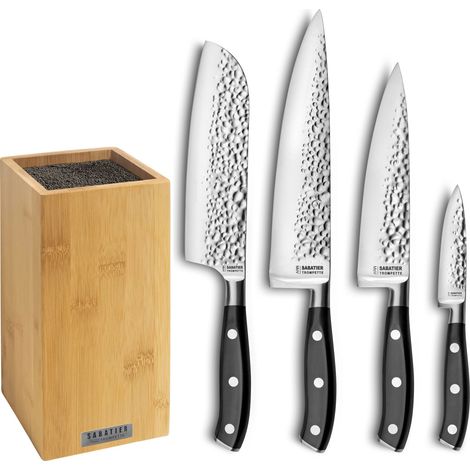 Carbon - Bloc Bambou 4 couteaux de cuisine