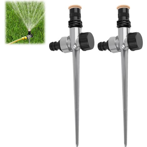 2 PCS Arroseur Automatique de Jardin Rotatif à 360°, Arroseur sur Piquet à Secteur Réglable, Système d’Irrigation Circulaire pour Gazon, Pelouse, Plantes, Fleurs et Jardin (1/5)