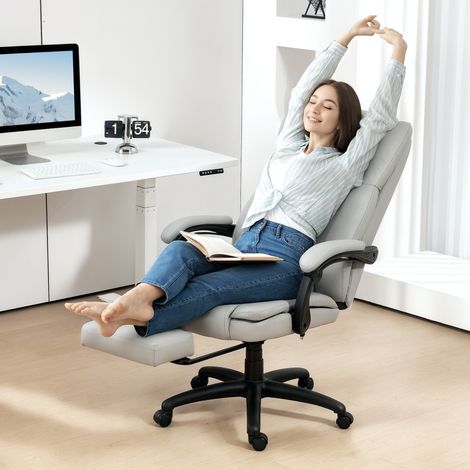 Silla de oficina masaje 68,5x68,5x113-121 cm polipiel gris claro – MEUBLIV (1/5)