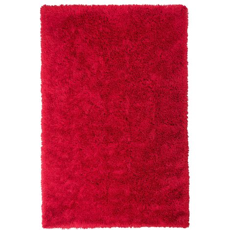 Alfombra peluda roja de pelo largo 140 x 200 cm rectangular con mechones de algodón Cide (1/5)