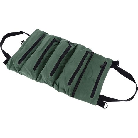 Rollbarer Werkzeugkoffer aus Segeltuch mit 5 Reißverschlusstaschen und einer tragbaren, wasserdichten Tasche zur Aufbewahrung von Zubehör. (1/5)