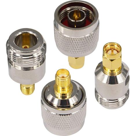 4PCS Kit de Connecteur Type N vers SMA Adaptateur N Mâle/Femelle à SMA Mâle/Femelle Fiche Connecteur pour Antenne CB, Radio, Antenne WiFi Routeur WiFi sans Fil (1/5)