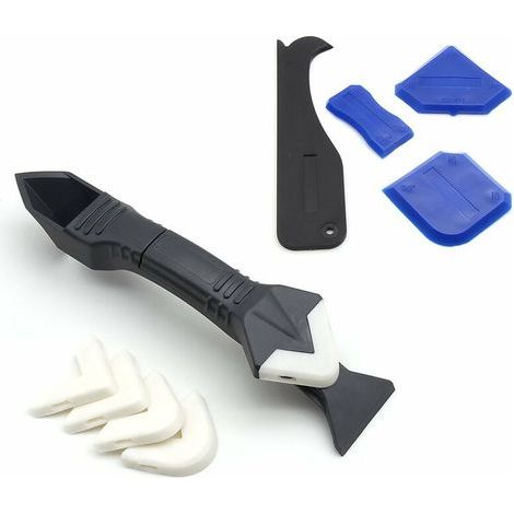 9 Pièces Kit Joint Silicone, Finition Joint Silicone/Outil Silicone/Lisseur Silicone 3 en 1, Lisseur Mastic/Lissage Joint Silicone/Raclette Joint Silicone pour Salle de Bain Cuisine (1/3)
