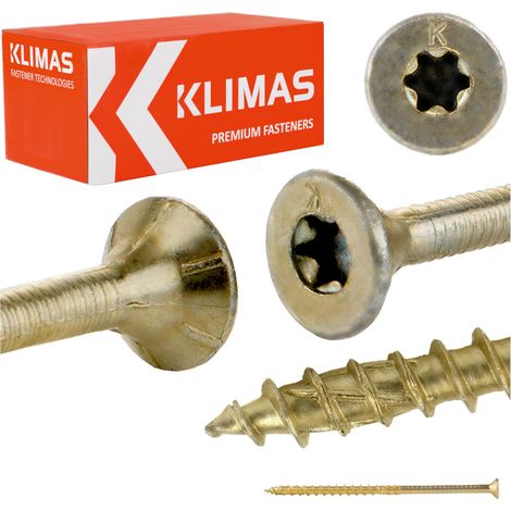 Vis à bois bichromatée - tête fraisée - filetage partiel - empreinte torx - pointe anti-fendage 8 x 160 - Boîte de 50
