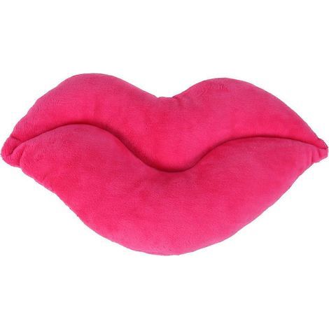 Coussin décoratif de 30 cm pour canapé, lèvres rouges pulpeuses et sexy, cadeau pour couple, coussin court en peluche garni de coton PP (rose)-Pink (1/4)