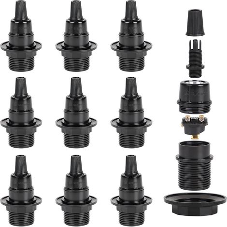 10 x Douille Ampoule E14 Noir à Visser 250V 2A en Bakélite (1/5)