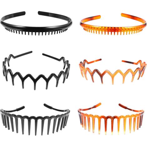 6 Pieces Wavy Plastic Headband, Non-Slip Headband (1/5)