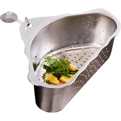 Panier de vidange d'évier Filtre collecteur de nourriture Filtre d'évier de cuisine en acier inoxydable Panier triangulaire pour évier d'angle pour un drainage et une collecte des (1/5)