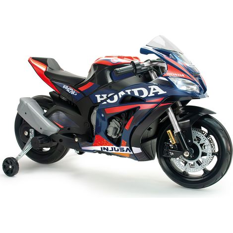 Moto Elettrica per Bambini 12V Honda Competición con Luci Suoni e Ruote Stabilizzatrici Blu (1/5)
