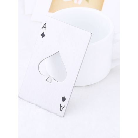 Ouvre-bouteille bière soda vin acier inoxydable 420 taille 8,5x5,5 cm épaisseur 1,5 mm motif as de pique joueur de cartes