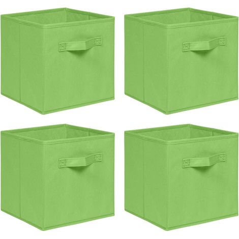 Foldable Storage Boxes,Non-Woven Fabric Storage Box Set,Storage Drawers for Cube Storage Unit,26.5x26.5x28 cm (Green, Set of 4)