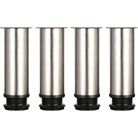 Vier verstellbare Füße, 150 mm hoch, verstärkte Möbelbeine. Tischbeine aus gebürstetem Edelstahl. Höhenverstellbar von 0 bis 15 mm. Inklusive Edelstahlschrauben. (1/4)